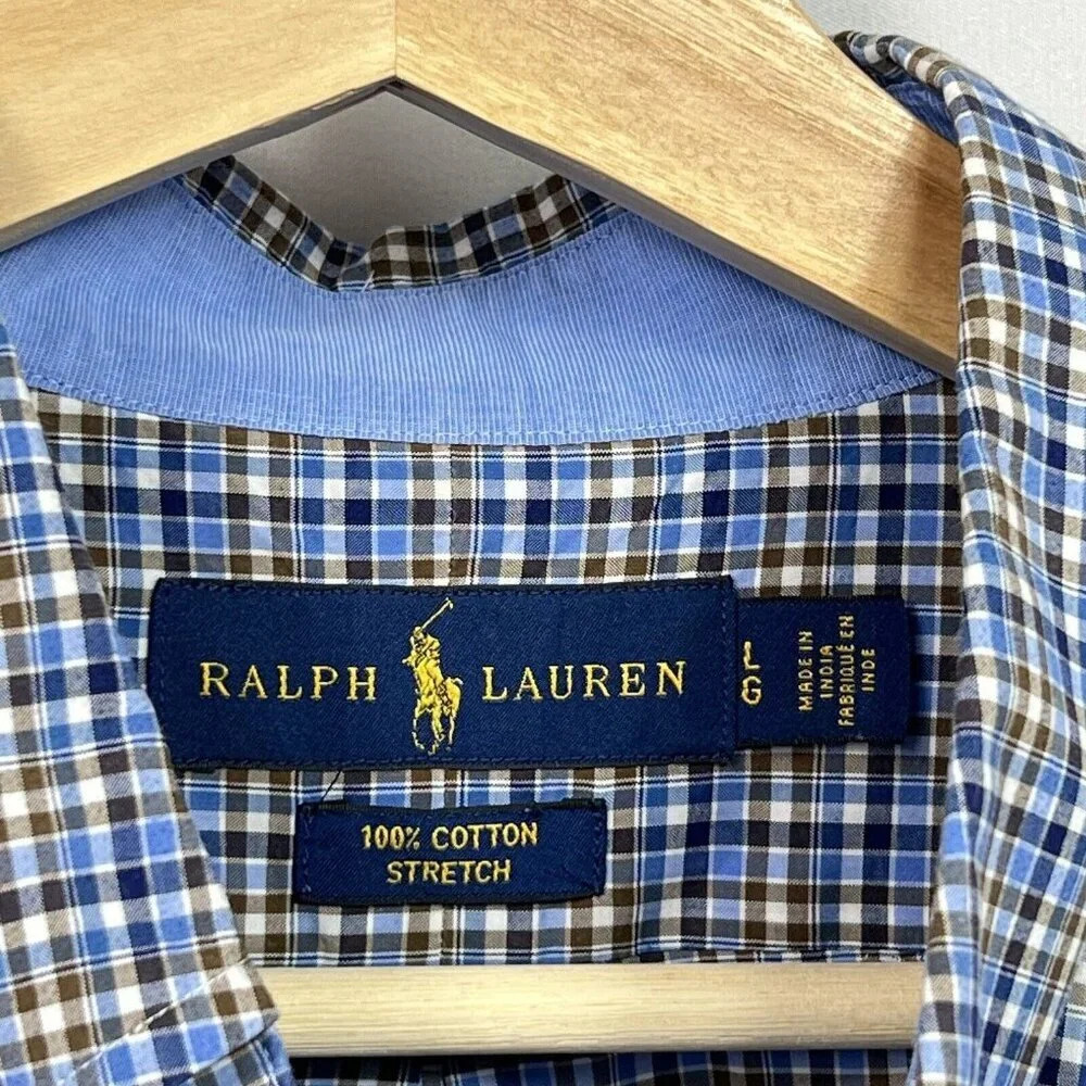 Ralph Lauren Blue Multicolor Button Down Dress Shirt Sz Large Stretch Cotton - Picture 5 of 7
